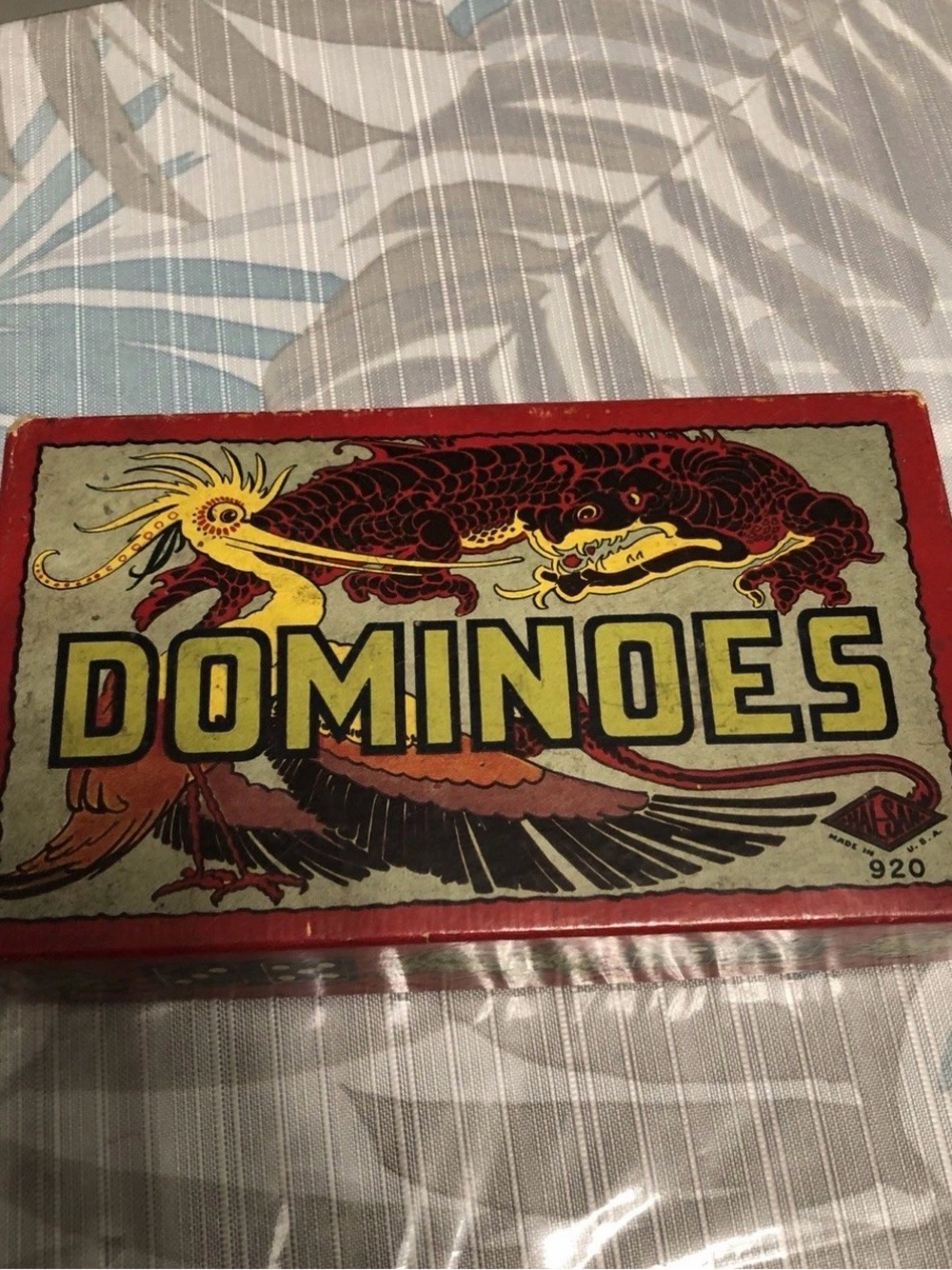 Vtg 1940’s Halsam Chinese Dragon Back Dominoes #920 Complete